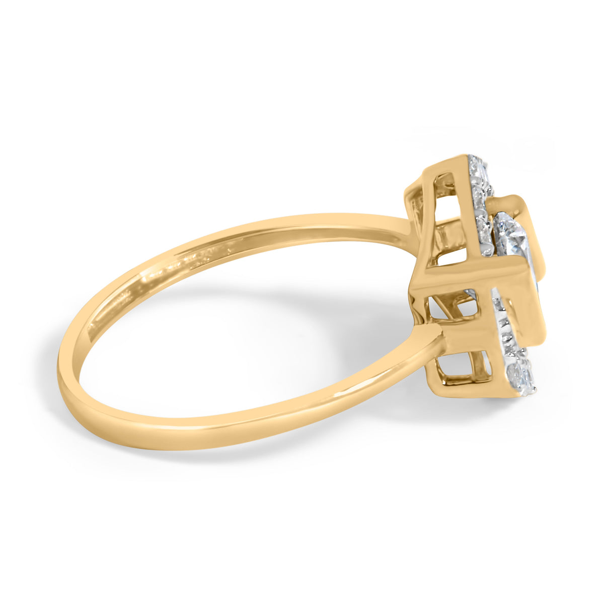 10K Yellow Gold Plated Silver 1.0 Cttw Lab Grown Diamond Hexagon Halo Ring