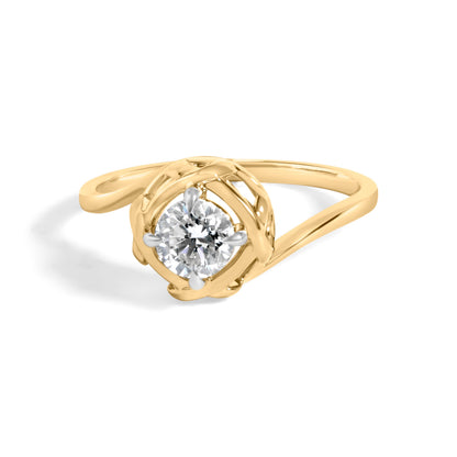 10K Yellow Gold Plated Sterling Silver 1/2 Cttw Lab Grown Diamond Woven Solitaire Ring