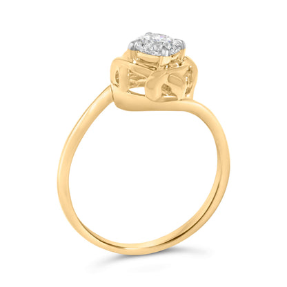 10K Yellow Gold Plated Sterling Silver 1/2 Cttw Lab Grown Diamond Woven Solitaire Ring