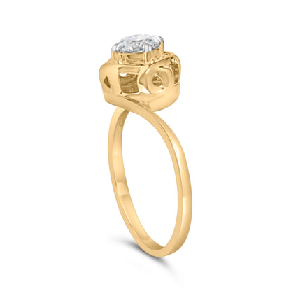 10K Yellow Gold Plated Sterling Silver 1/2 Cttw Lab Grown Diamond Woven Solitaire Ring