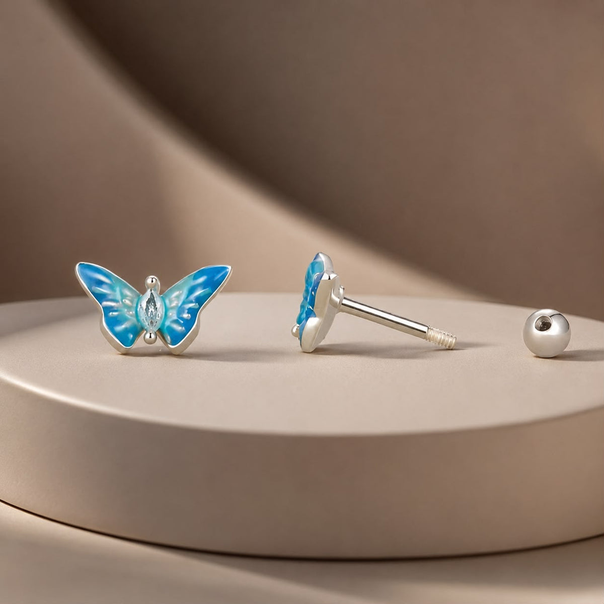 Sterling Silver Enamel and Cubic Zirconia Earrings