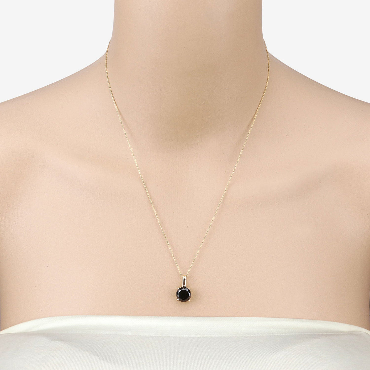 14K Yellow Gold Black Diamond Solitaire Pendant