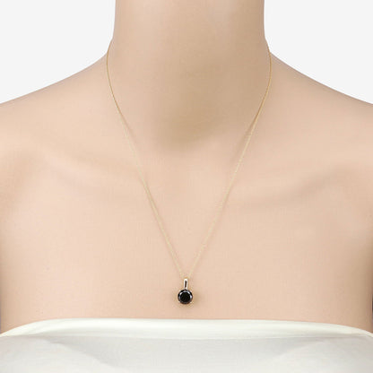 14K Yellow Gold Black Diamond Solitaire Pendant