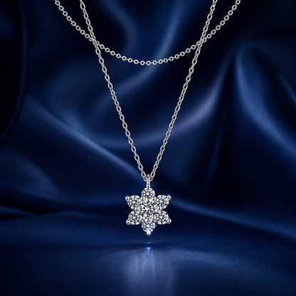 Sterling Silver White Gold Plated Moissanite Necklace