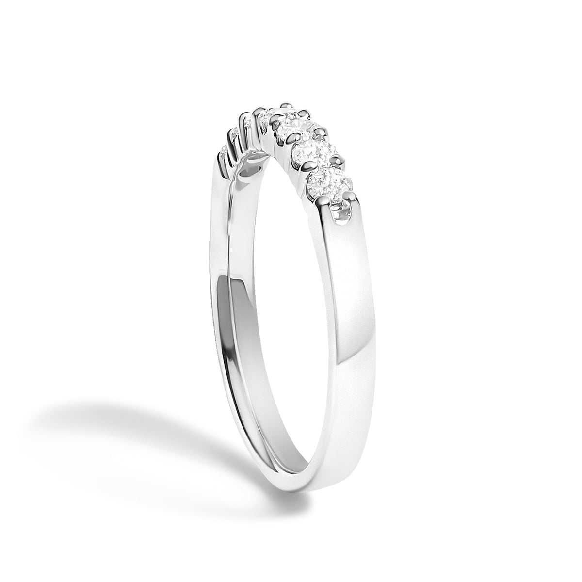 14K White Gold Diamond 7-Stone Band Ring