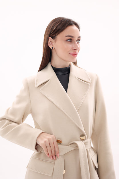 Denise Cashmere Blend Overcoat Nude