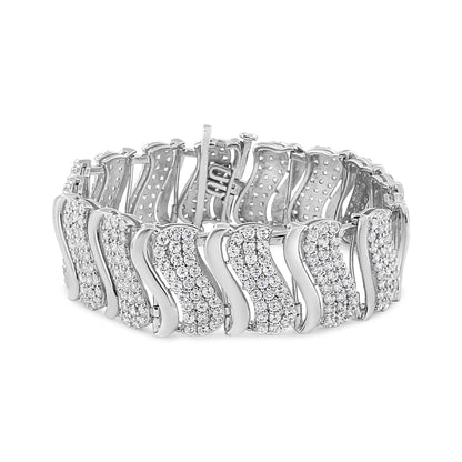 14K Yellow Gold 15.0 Cttw Diamond Chevron Wave Link Bracelet
