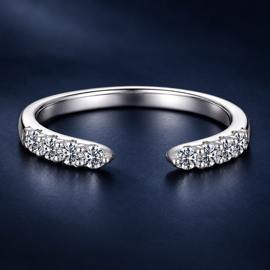 White Gold-Plated Sterling Silver Moissanite Ring