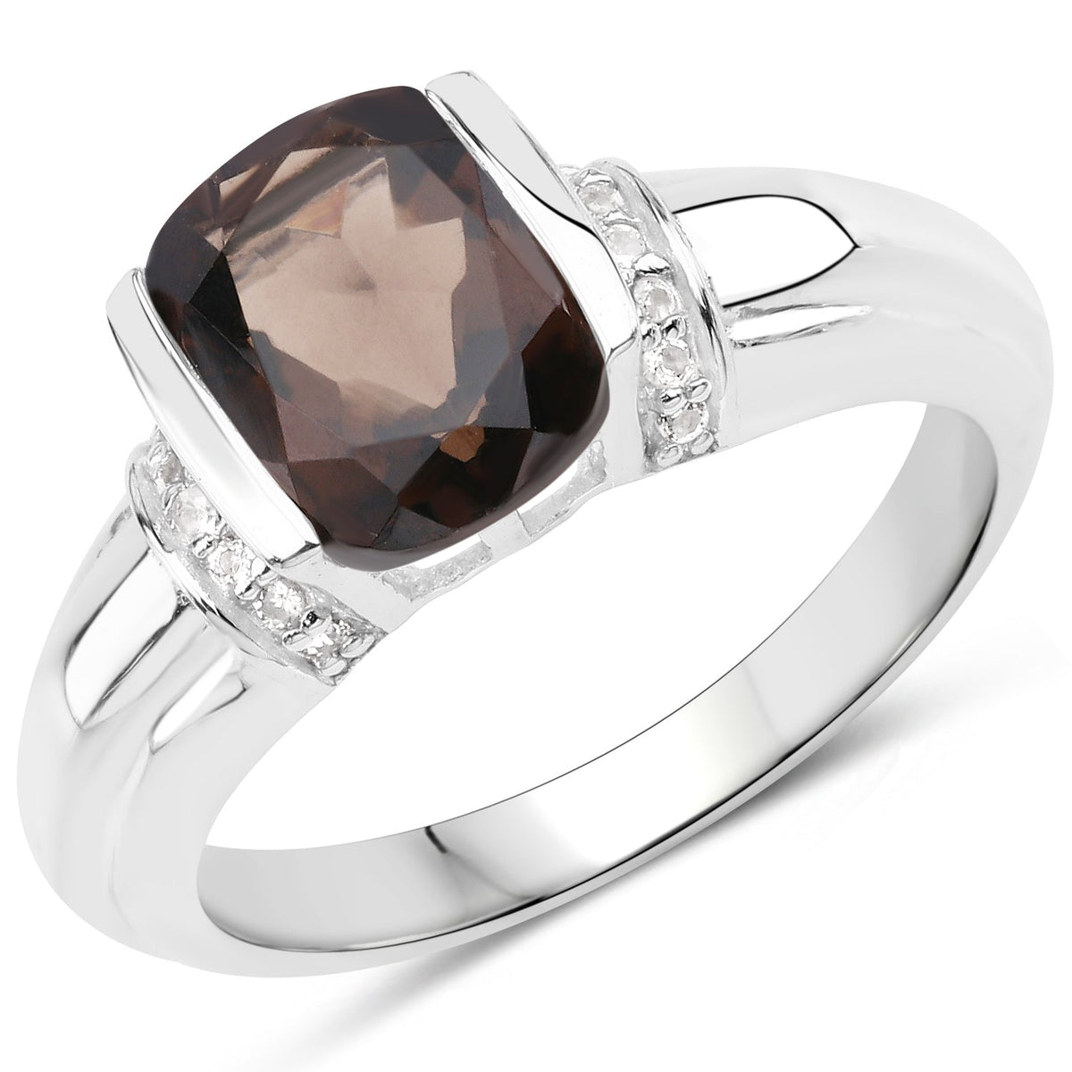 Sterling Silver Smoky Quartz and White Topaz Ring
