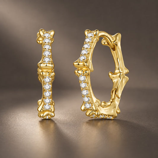 Gold-Plated Pavé Cubic Zirconia Hoop Earrings