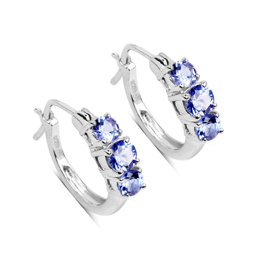 Sterling Silver Tanzanite Huggies Earrings