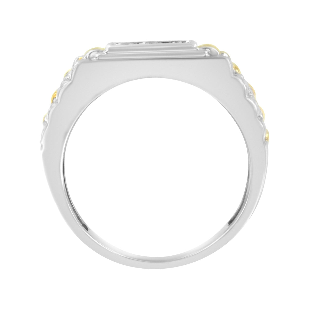 10K Yellow Gold Plated Sterling Silver Diamond Gentlemen's Fashion Ring