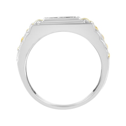 10K Yellow Gold Plated Sterling Silver Diamond Gentlemen's Fashion Ring