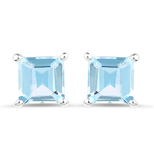 Sterling Silver 2.50 ctw Blue Topaz Stud Earrings