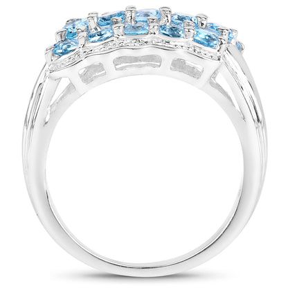 Sterling Silver Swiss Blue Topaz Cluster Ring