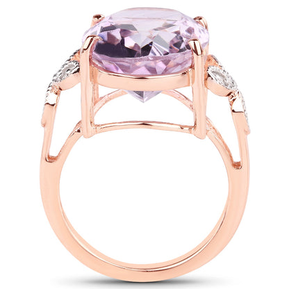 Pink Amethyst and White Topaz Sterling Silver Ring