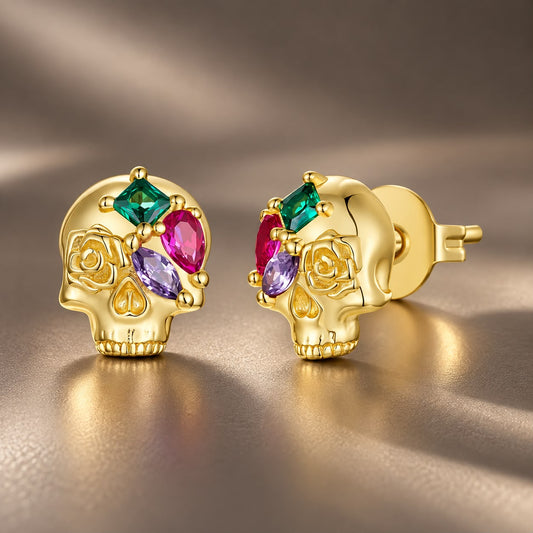 Gold-Plated CZ Pavé Stud Earrings