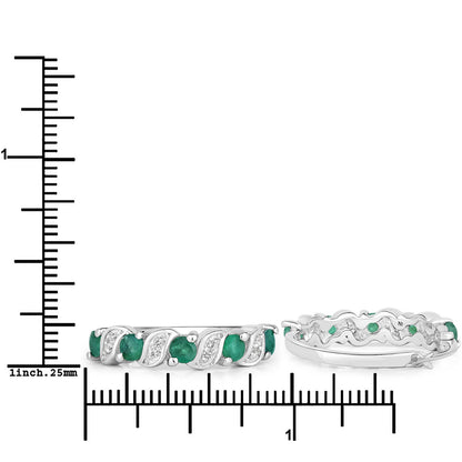 1.08 Carat Genuine Emerald and White Topaz .925 Sterling Silver Earrings
