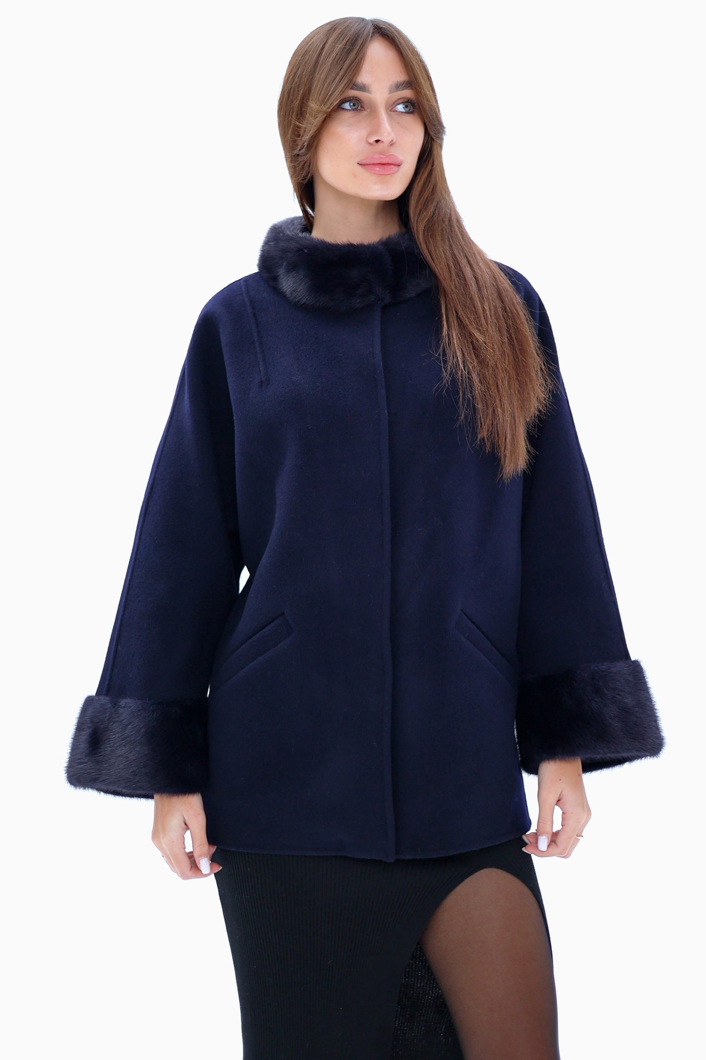 Mink Fur Virgin Wool Coat