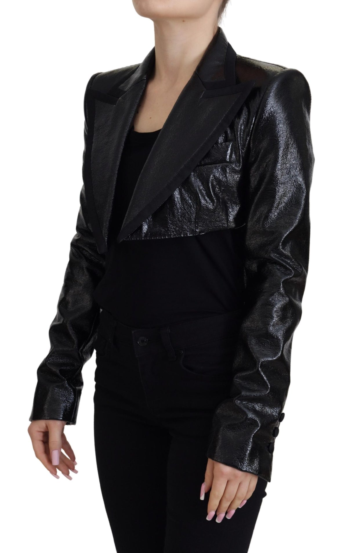 Dolce & Gabbana Black Cropped Cotton-Blend Blazer