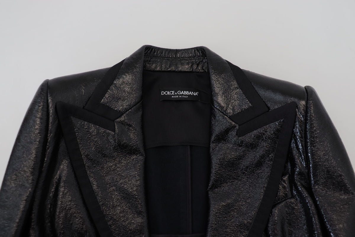 Dolce & Gabbana Black Cropped Cotton-Blend Blazer