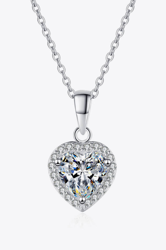 1 Carat Moissanite Heart Pendant Chain Necklace - Undeniably LUXE