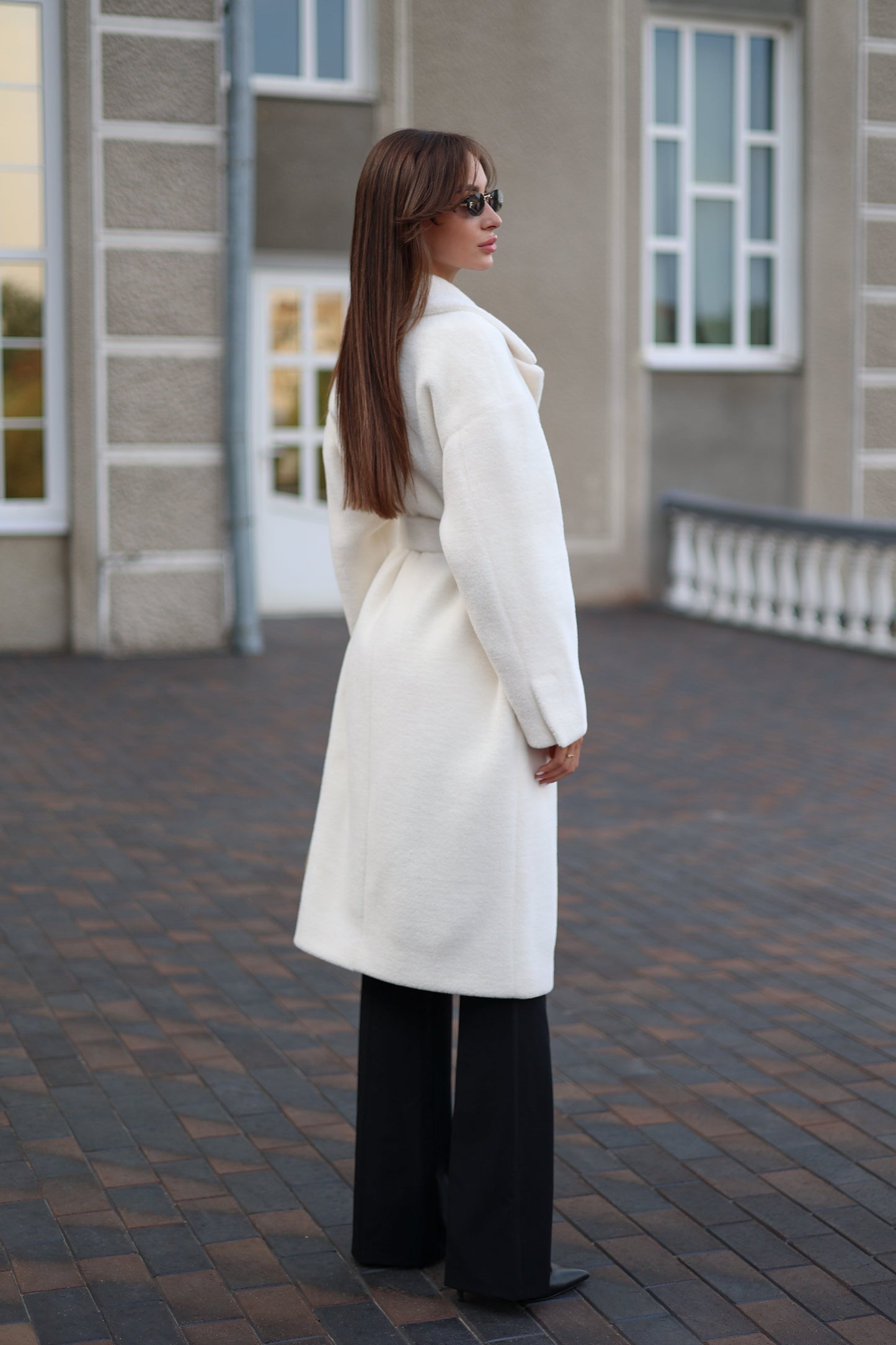 Eco Fur Wool Blend Coat White