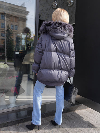 Orchid Genuine Fur Trim Down Parka