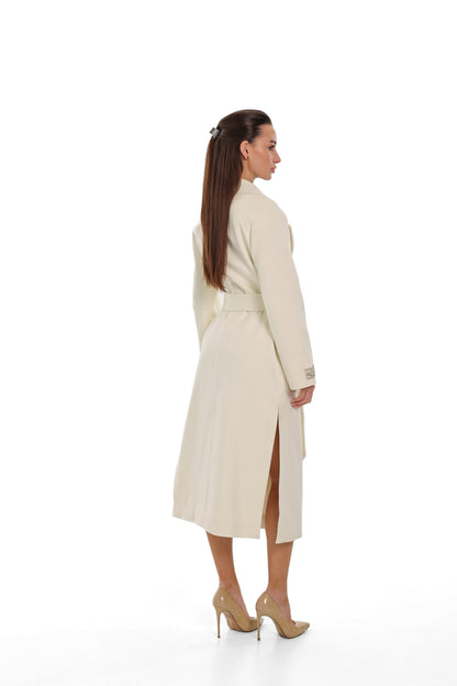 Estelle Classic Cashmere Wool Blend Overcoat in Ivory