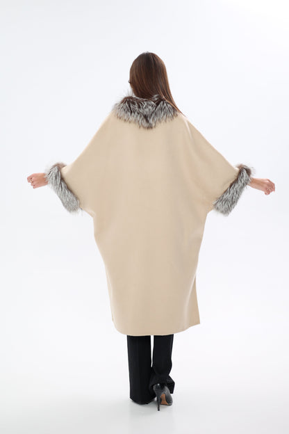 Saga®Furs Silver Fox Wool Alpaca Coat