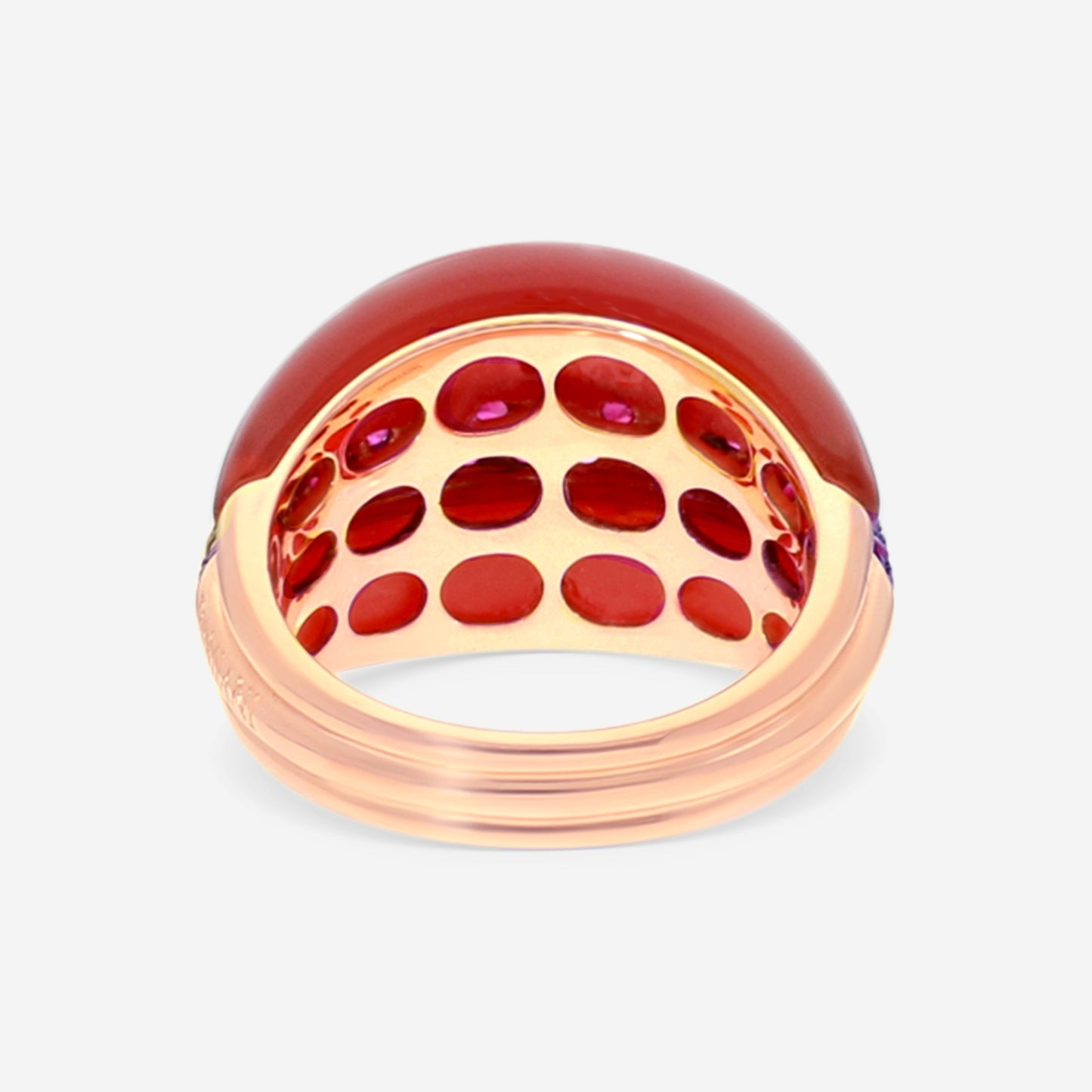 Damiani 18K Rose Gold Carnelian & Ruby Statement Band Ring