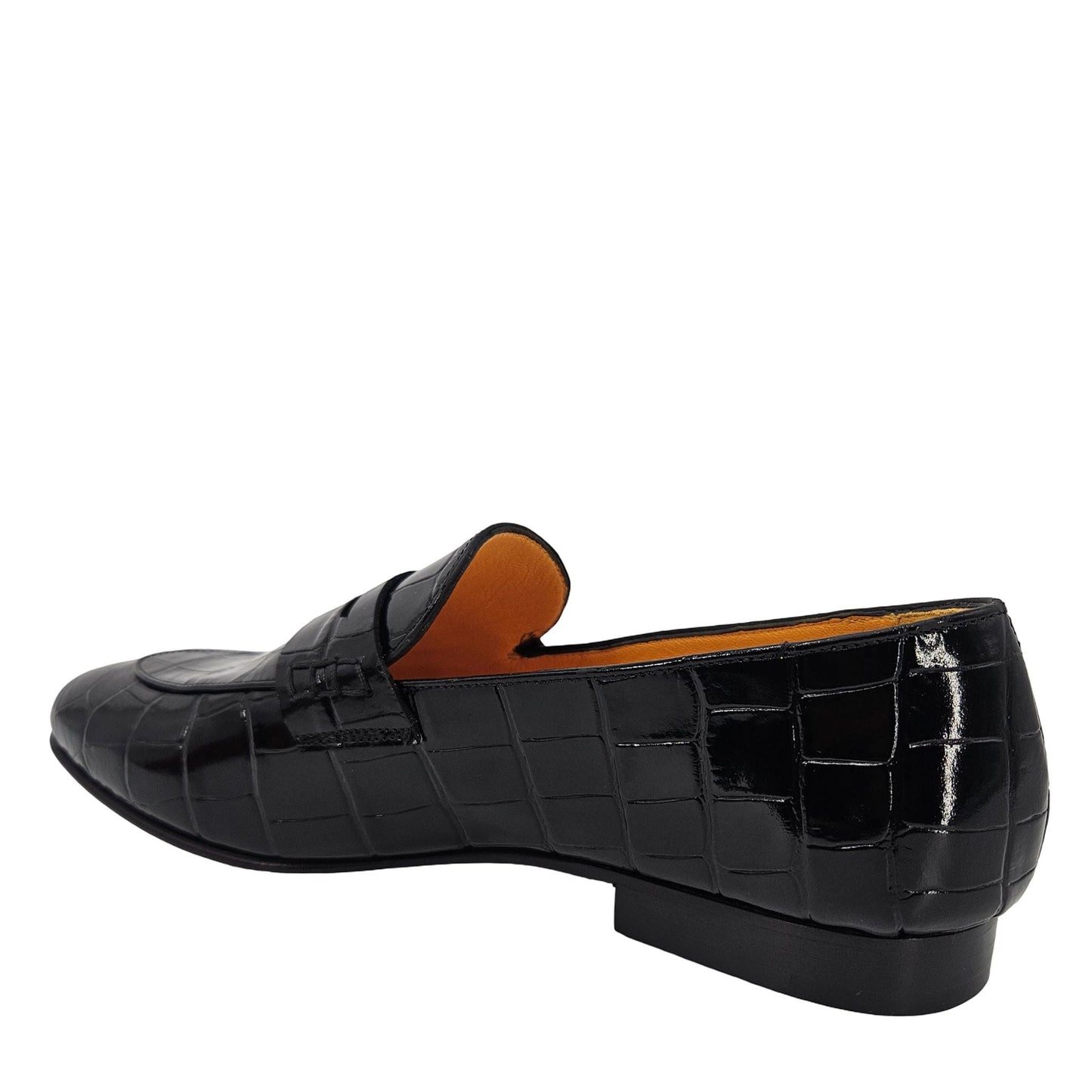 Madison Maison Black Croc-Embossed Leather Flat Loafers
