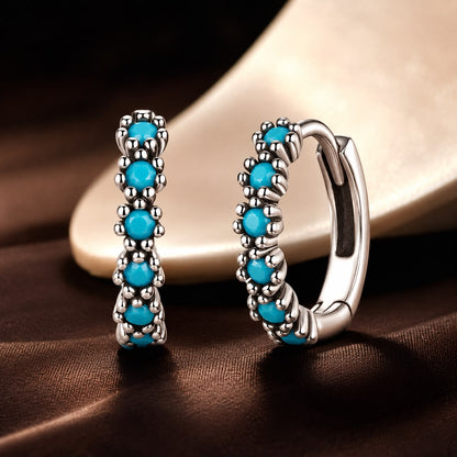 Sterling Silver Synthetic Turquoise Hoop Earrings