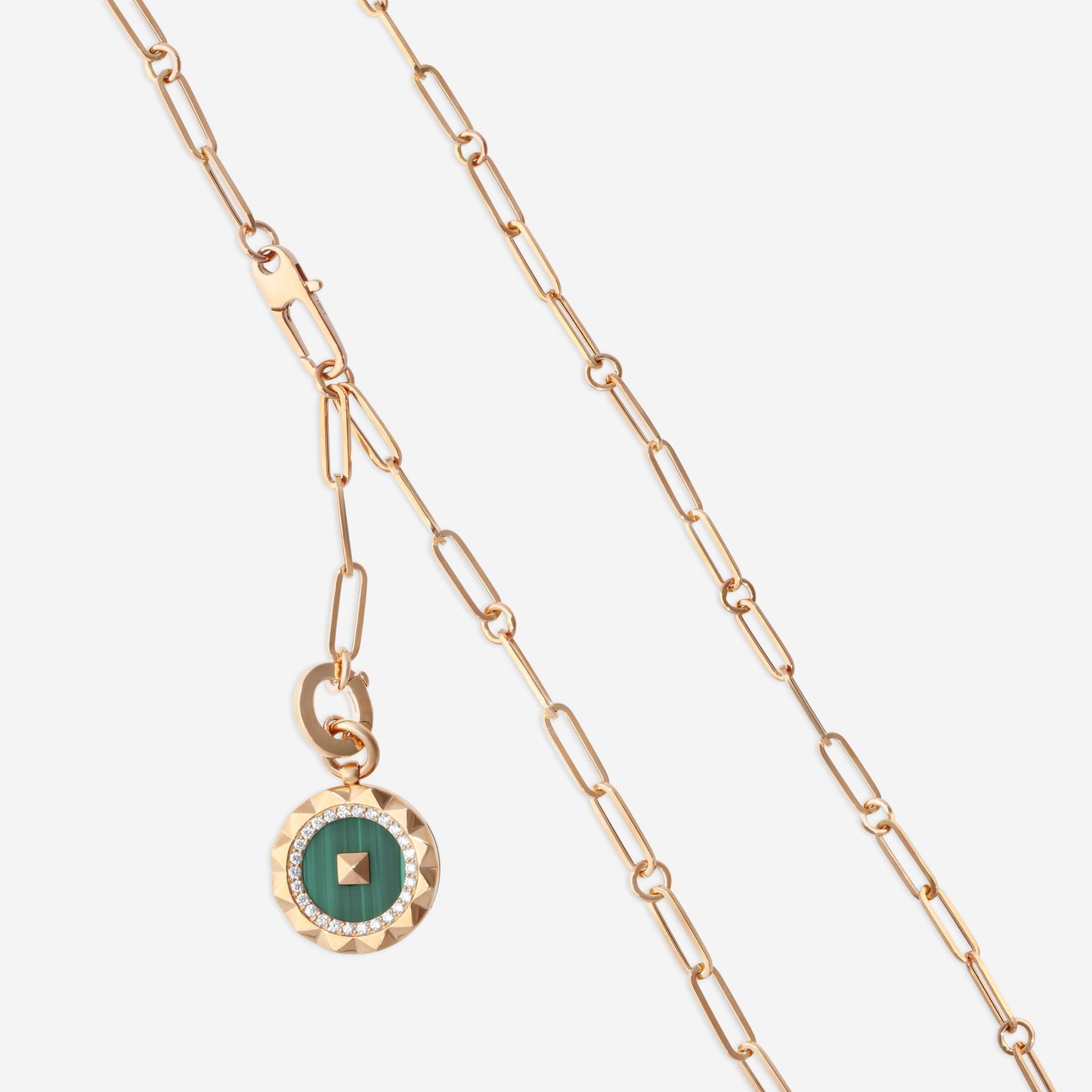 Roberto Coin Obelisco 18K Rose Gold Diamond & Malachite Pendant Necklace 8883122AX19XM