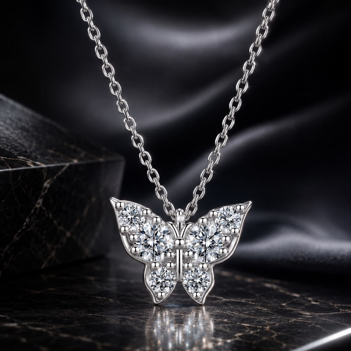 Sterling Silver Plated White Gold Moissanite Necklace