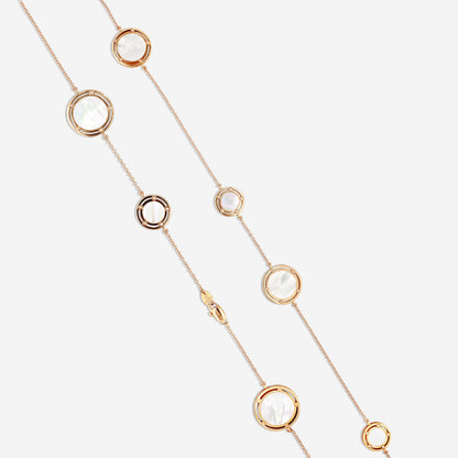 Damiani D. Side 18K Rose Gold Diamond & Mother of Pearl Station Necklace 0.31ct.