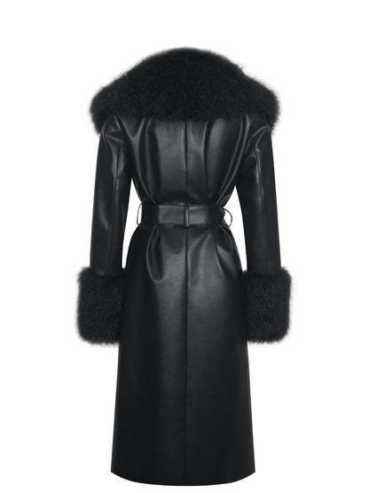 Zariah Black Faux Fur Trimmed Longline Coat