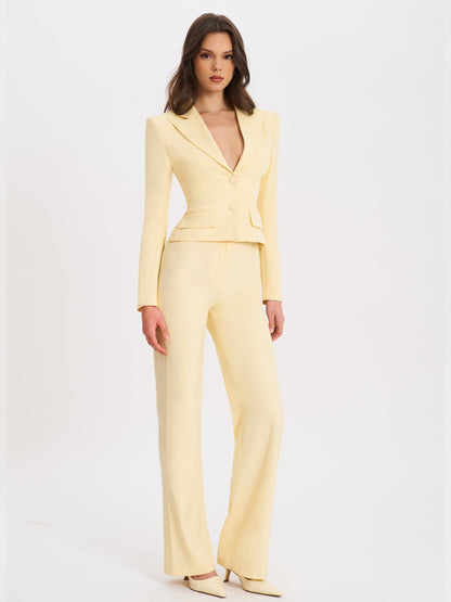 Quinnie Butter Yellow Slim Suit Pants