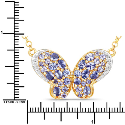 Sterling Silver Tanzanite and White Zircon Butterfly Pendant