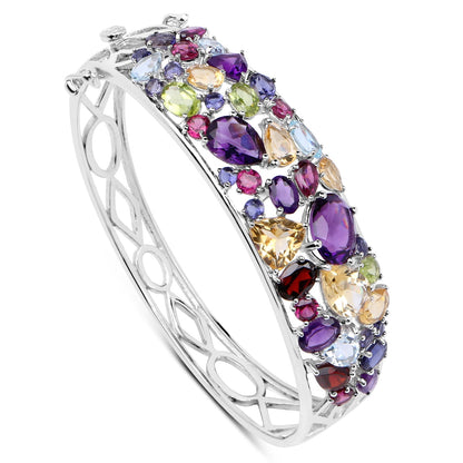 Sterling Silver Multi-Stone Bangle Bracelet