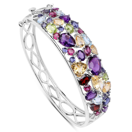 Sterling Silver Multi-Stone Bangle Bracelet