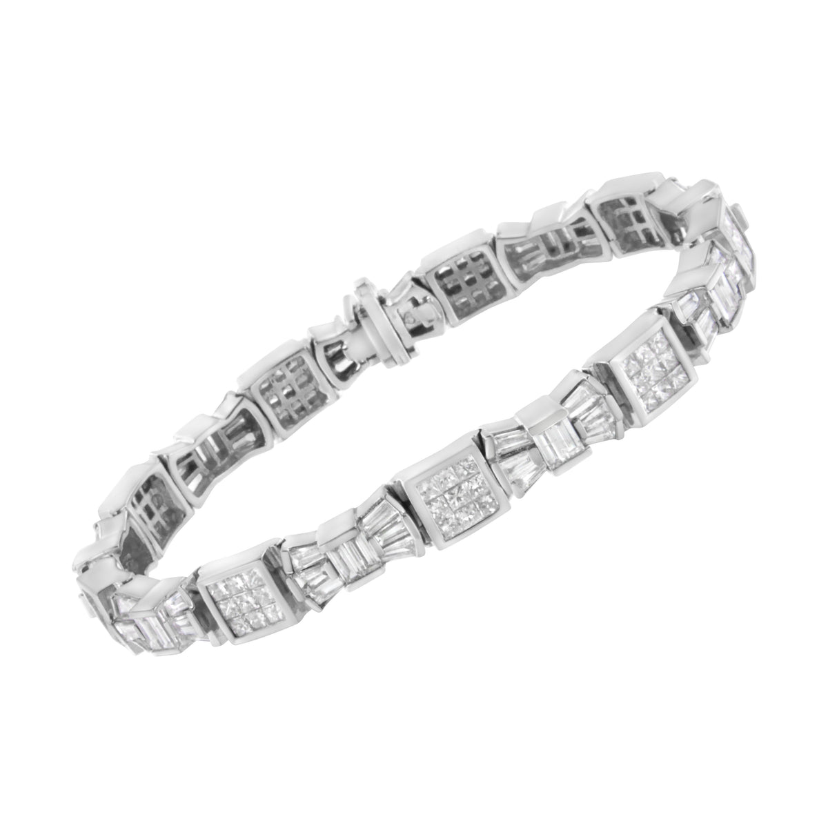 14K Yellow Gold Diamond Alternating Bow and Box Link Bracelet