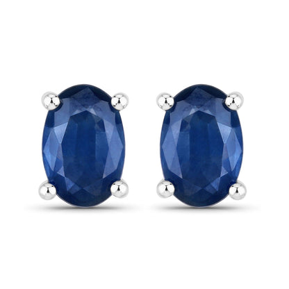 Blue Sapphire Oval Stud Earrings