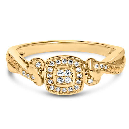 Yellow Gold Plated Sterling Silver Diamond Composite Halo Ring
