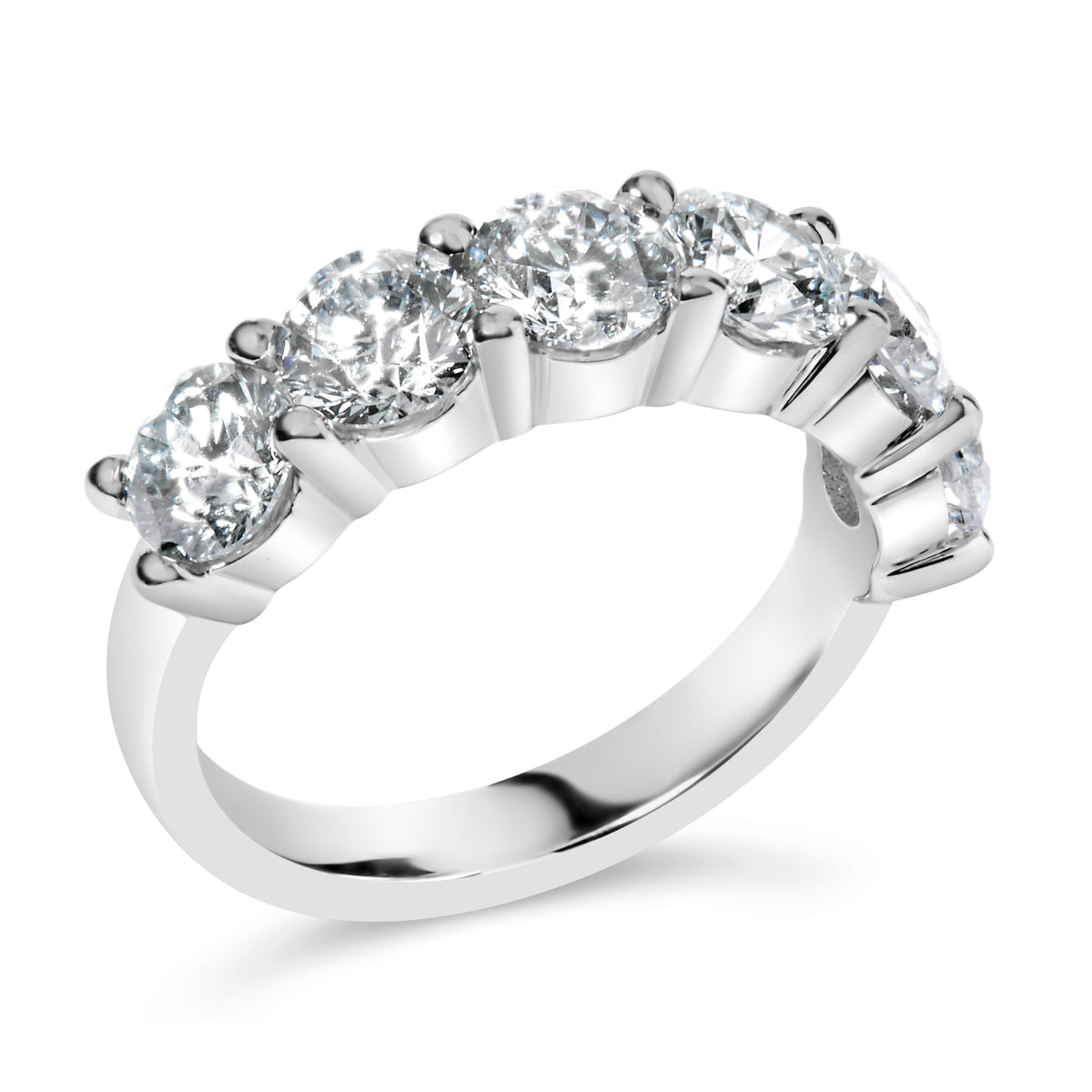 14K White Gold Lab-Grown Diamond Shared Prong 6-Stone Band Ring