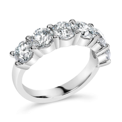 14K White Gold Lab-Grown Diamond Shared Prong 6-Stone Band Ring