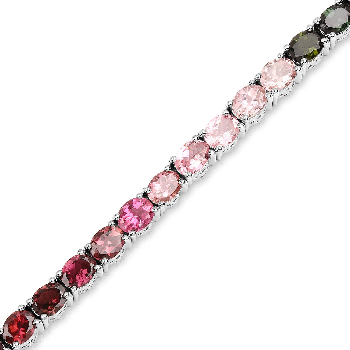 .925 Sterling Silver Pink, Green, and Brown Tourmaline Bracelet