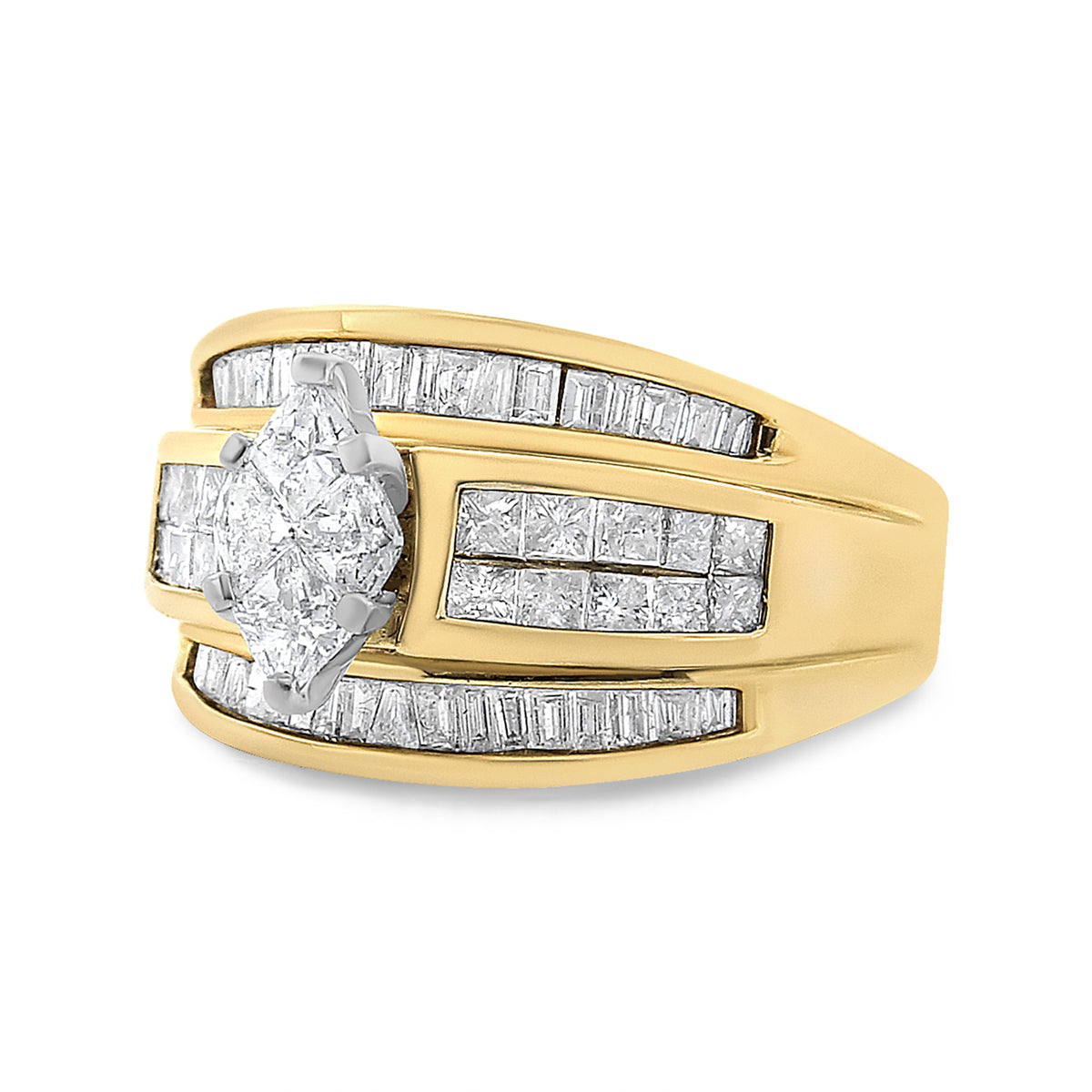 Undeniablyluxe Fine Jewelry Marquise Multi-Cut Diamond Ring In 14k Yellow Gold