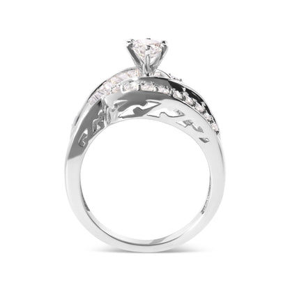 14K White Gold Diamond Swirl Cocktail Ring
