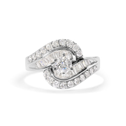 14K White Gold Diamond Swirl Cocktail Ring